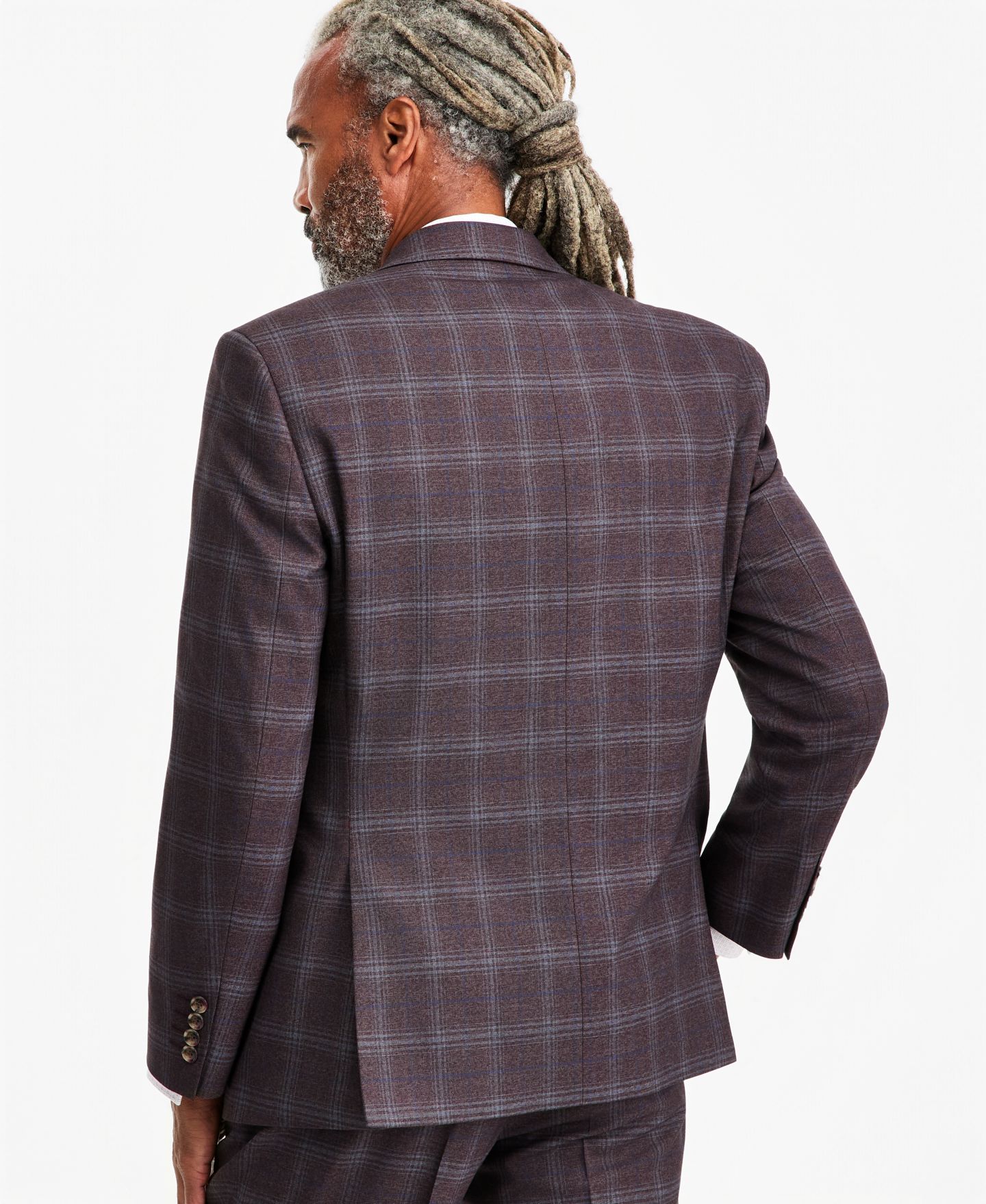 Мужская куртка Tayion Collection Classic-Fit Burgundy Plaid Suit Separate, цвет: Бордовый — фото 4