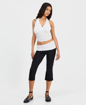 Juniors' Fold-Over Capri Pants