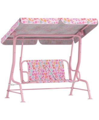 Kids Porch Swing, 2-Seater Outdoor Patio Swing with Safety Belt