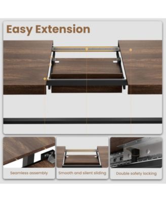 63-83" Extendable Dining Table, Industrial Rectangular Dining Room Table for 6-8 People, Expandable Kitchen Table with Heavy Duty Metal Frame