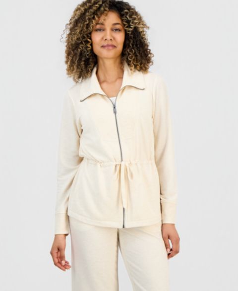 Женские куртки Style & Co Petite LuxLounge French Terry Chunky Zip Jacket