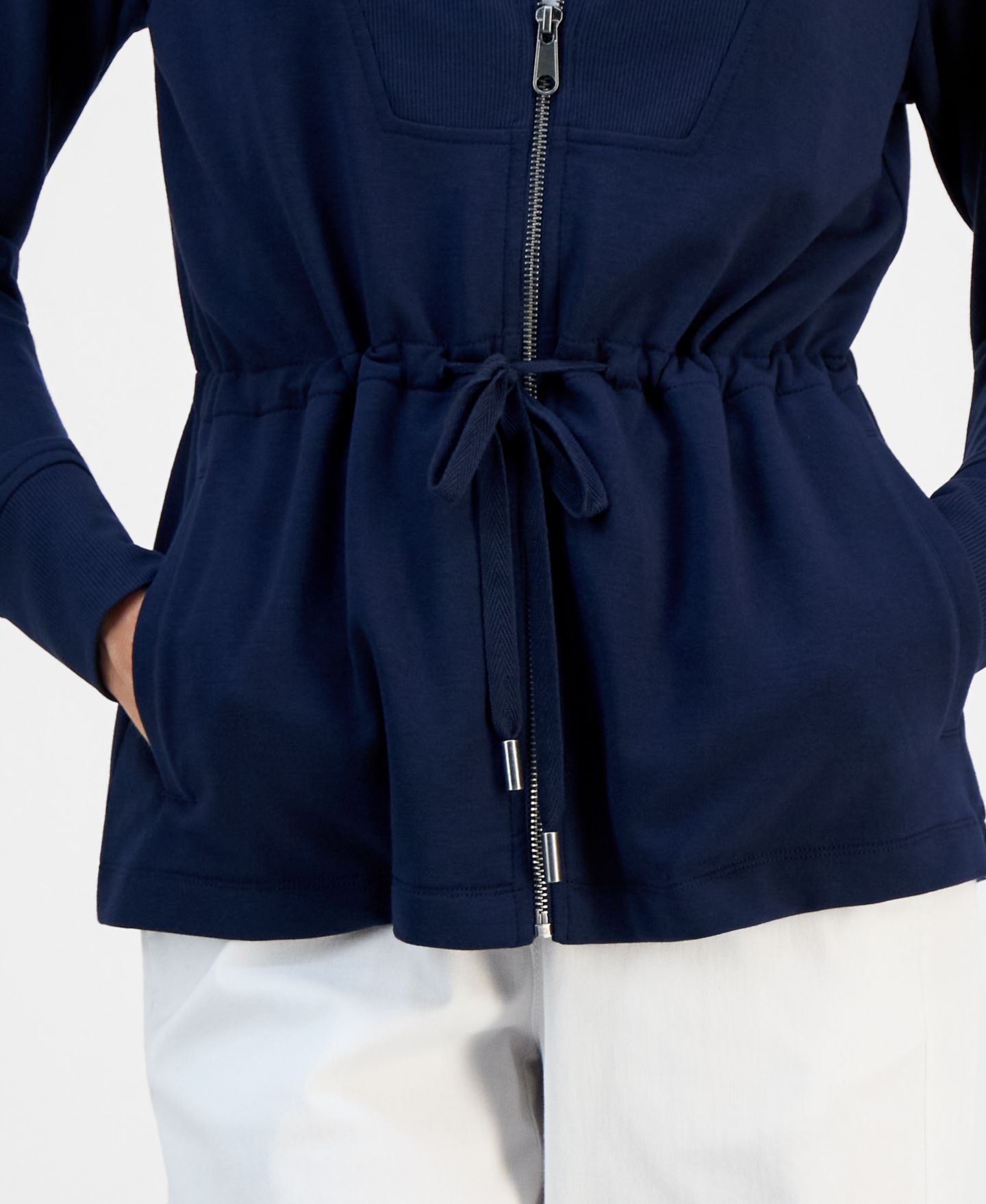 Женская куртка Style & Co Petite LuxLounge French Terry Chunky Zip, цвет: Синий — фото 4