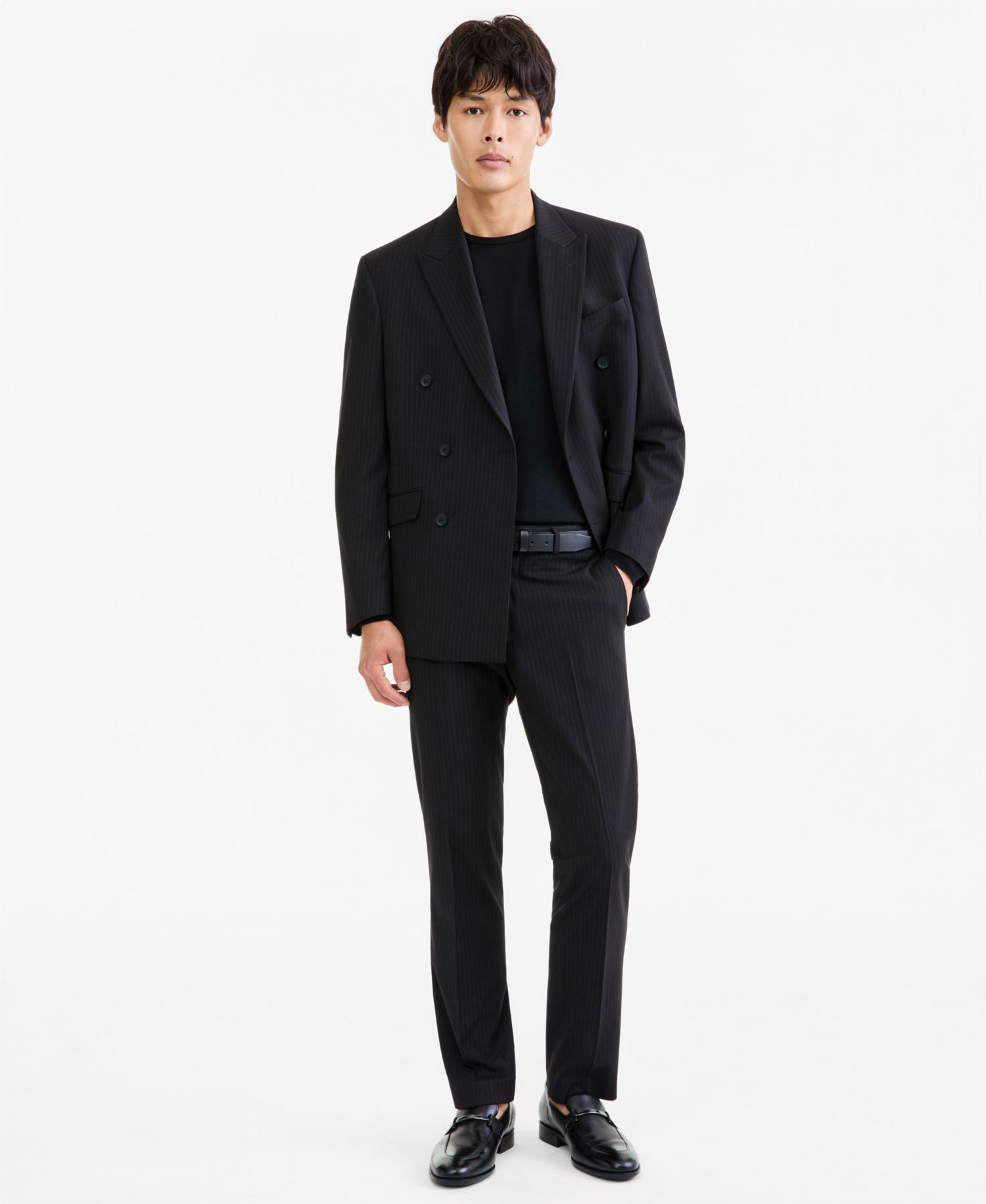 Men's Black Pinstripe Slim-Fit Techni-Cole Suit Separates