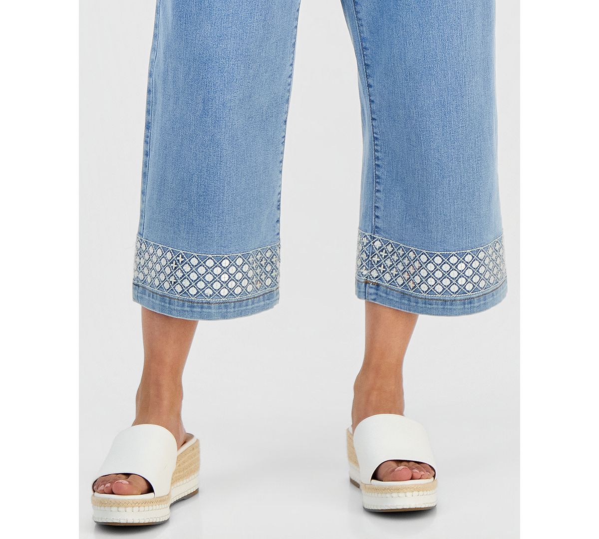 Style & Co Petite High-Rise Wide-Leg Embellished Jeans, Macy's Exclusive view 4 — MAYCSS fashion products