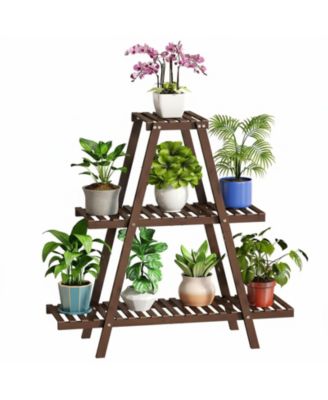 3 Tier Plant Stand Indoor Outdoor 8 Potted Flower Holder Ladder Rack Sturdy Modern Country Design