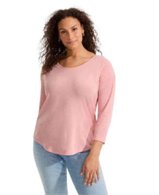 Plus Size 3/4 Sleeve Lightweight Jersey Shirttail Tee