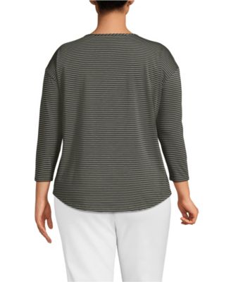 Plus Size 3/4 Sleeve Lightweight Jersey Shirttail Tee