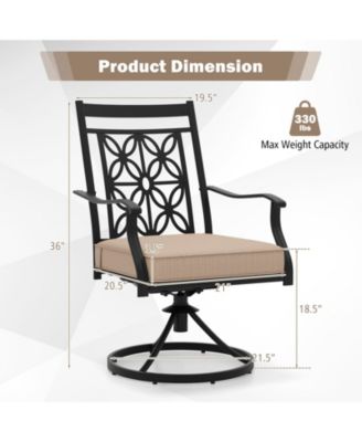 Patio Metal Swivel Chairs Set of 2 Fabric Bistro Rocker Chairs w/ Curved Armrests