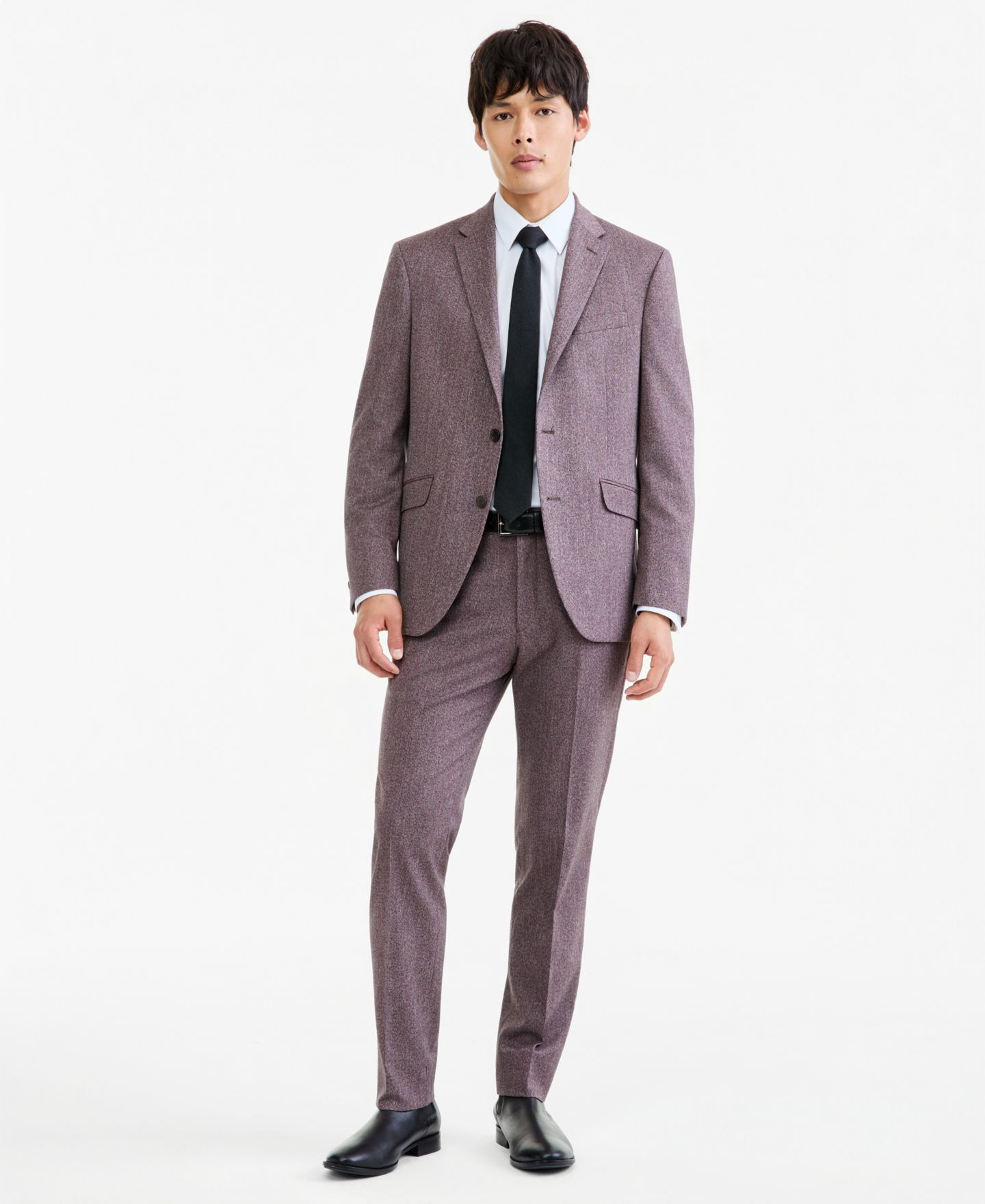 Мужской пиджак Kenneth Cole Reaction Eggplant Herringbone Slim Techni-Cole Suit, цвет: Баклажановый — фото 4
