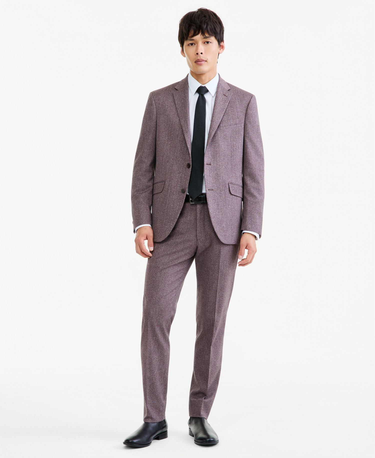 Men's Eggplant Herringbone Slim Techni-Cole Suit Jacket