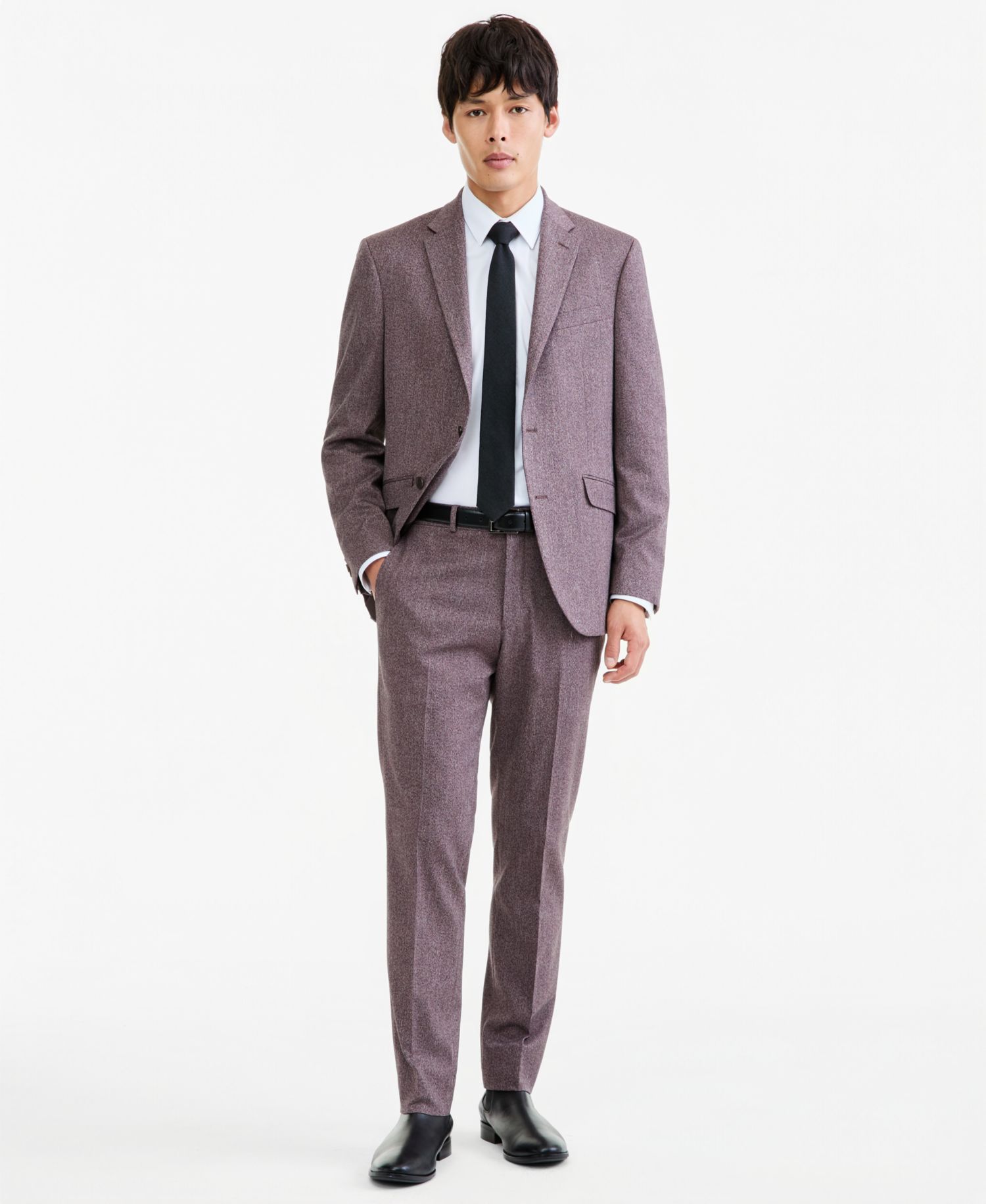 Men's Eggplant Herringbone Slim-Fit Techni-Cole Suit Separates