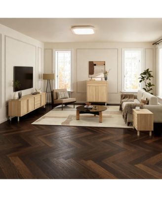 31.5” Hazel Oak Manufactured Wood Storage Cabinet with Drawer and Rubberwood Legs