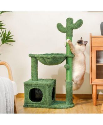 Cactus Cat Tree with Large Condo Sisal Rope, Indoor Cat Tower with Scratching Posts