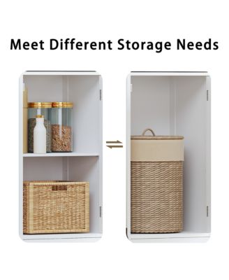 67" Tall Bathroom Storage Cabinet, Slim Corner Floor Cabinet with 2 Doors, 1 Drawer and Adjustable Shelves for Small Space