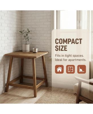 Solid Wood Counter Height Dining Table for 2-4, Farmhouse Square Kitchen Table