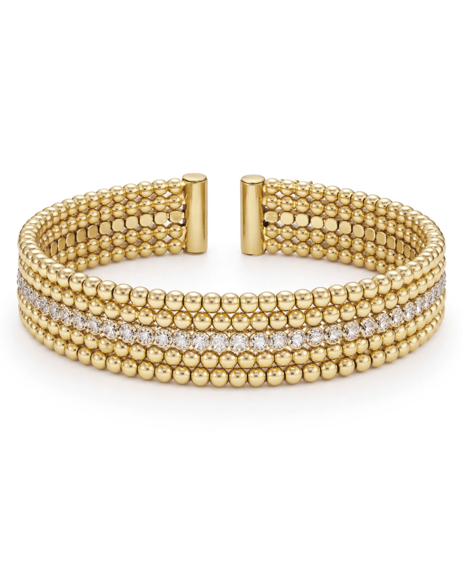 Clear Cubic Zirconia Beaded Bangle Bracelet