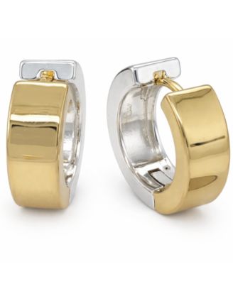 Two-Tone Metal Reversible Hinge Hoop Earrings
