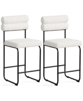 Gymax - Set of 2 Counter Height Bar Stools 26'' Counter Stools w/ Metal Frame and Footrest White