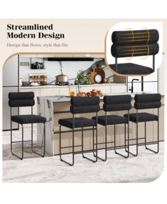 Set of 4 Counter Height Bar Stools 26'' Counter Stools w/ Metal Frame and Footrest