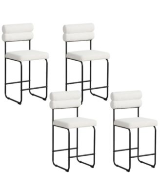 Set of 4 Counter Height Bar Stools 26'' Counter Stools w/ Metal Frame and Footrest