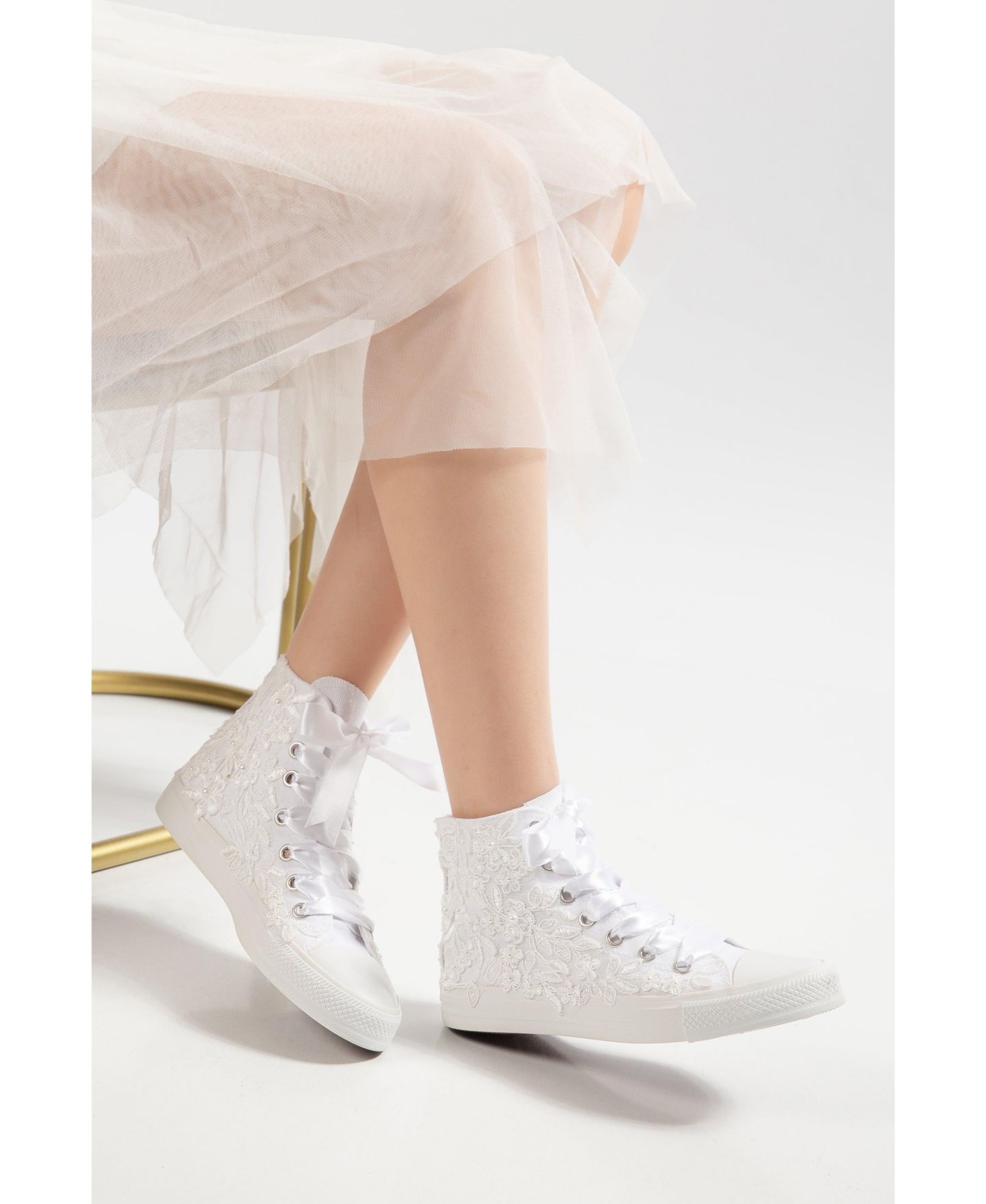 Женские кроссовки Forever & Always Shoes Isolde Lace High Top Bridal, цвет: Слоновая кость — фото 3
