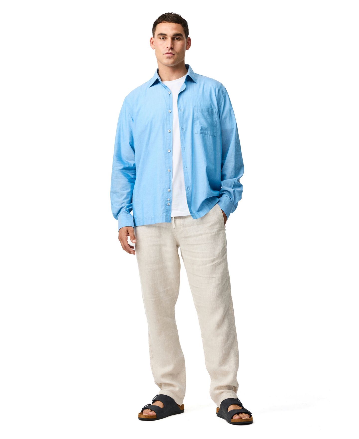 Мужская рубашка Rodd & Gunn Parsons Hill Weekend Fit Cotton, цвет: Небесно-голубой — фото 3