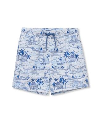 Boys Chlorine Resistant 5in Swim Trunks with Mesh Liner