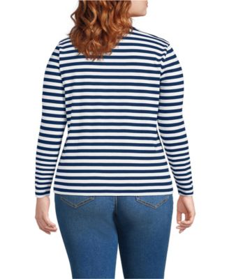 Plus Size Supima Cotton Long Sleeve V-Neck T-Shirt