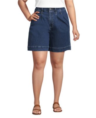 Women's Soft Denim High Rise 7" Pleated Trouser Shorts