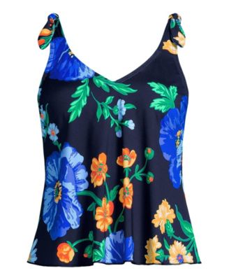 Women's D-Cup Tie Shoulder Flutter Tankini Top