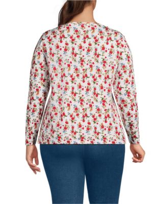 Plus Size Supima Cotton Long Sleeve V-Neck T-Shirt