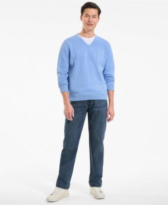 Men's Fine Gauge Cotton V Neck Sweater