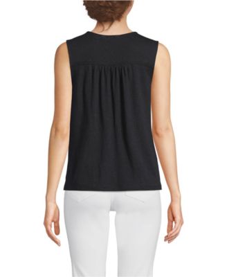 Women's Linen Blend Smocked Flowy Tank