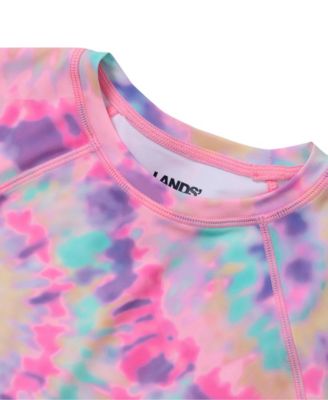 Girls Slim Chlorine Resistant Short Sleeve Crew Neck Swim Rash Guard