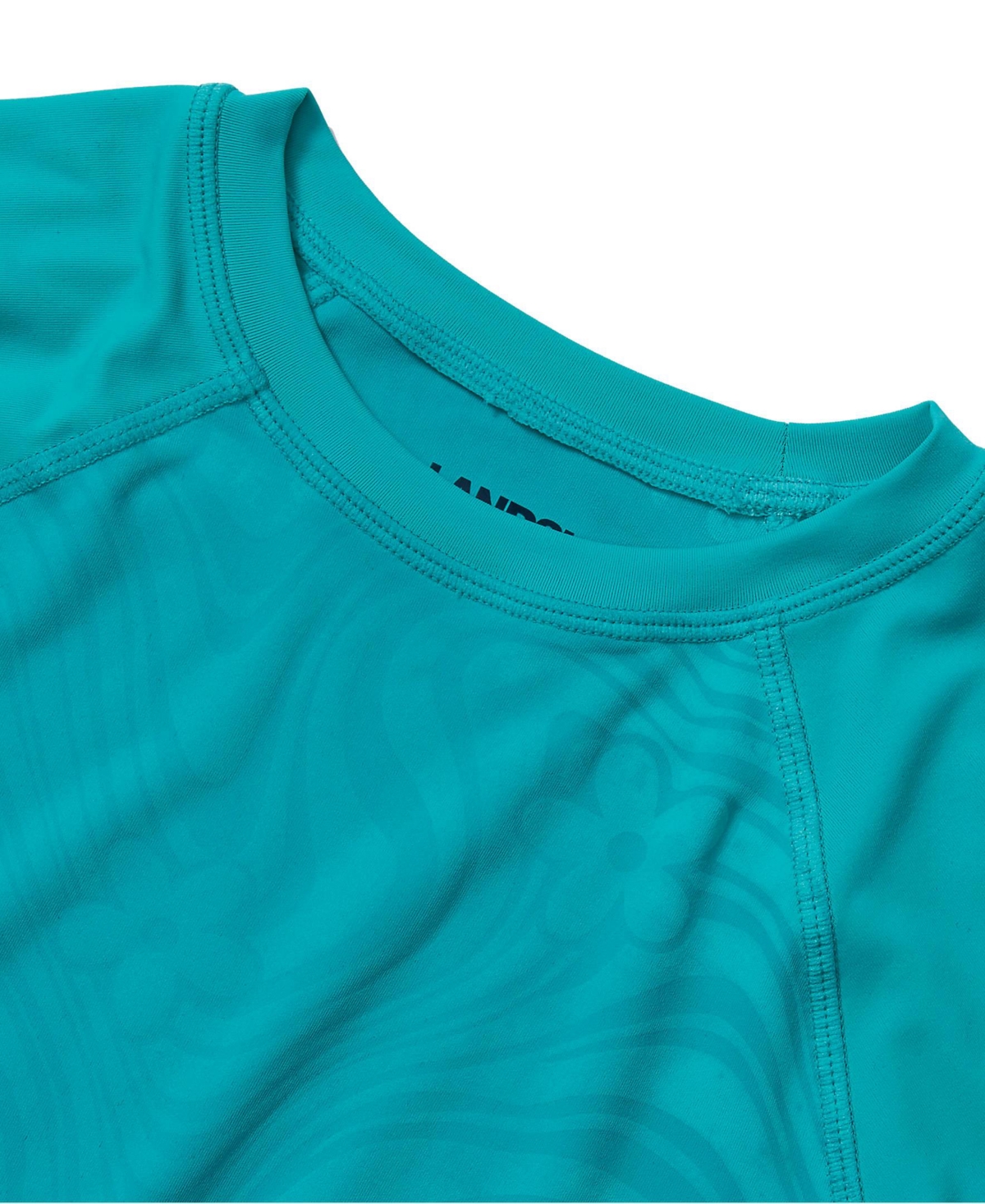 Lands' End Big Girls Plus Chlorine Resistant Short Sleeve Magic Print Swim Rash Guard