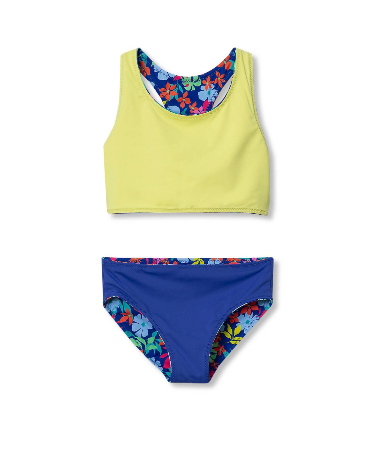 Girls Chlorine Resistant Reversible Sporty Bikini Swimsuit Set