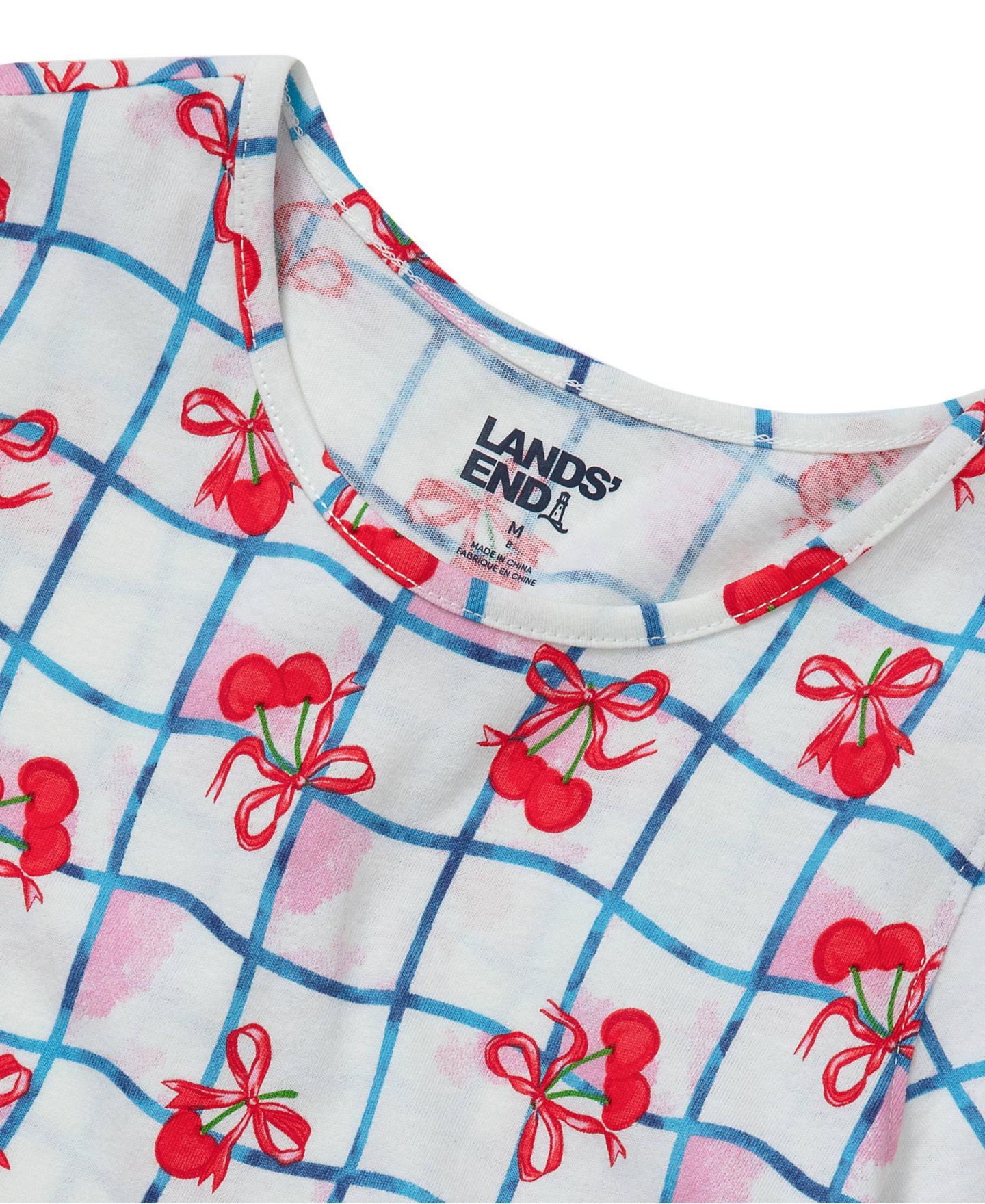 Платье Lands' End Short Sleeve Gathered Waist Jersey Dress для девочек, цвет: Розовый — фото 3