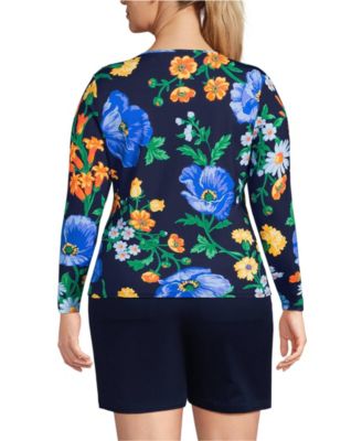 Plus Size Long Sleeve Crewneck Garden Tee - Sunshade UPF 50 Quick Dry