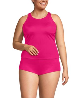Women's Tugless High Neck Strappy Back Tankini Top