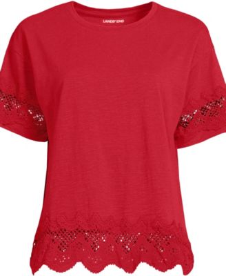 Women's Short Sleeve Slub Jersey Cutwork T-Shirt