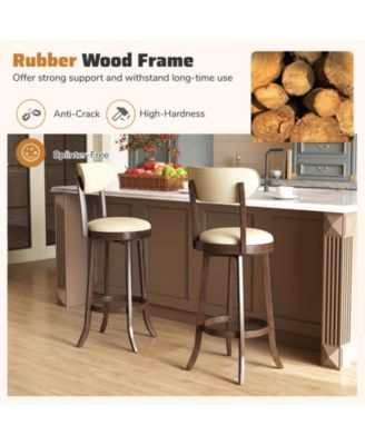 30.5'' Bar Height Chairs Set of 2 Swivel High Barstool w/ Padded Seat and Backrest