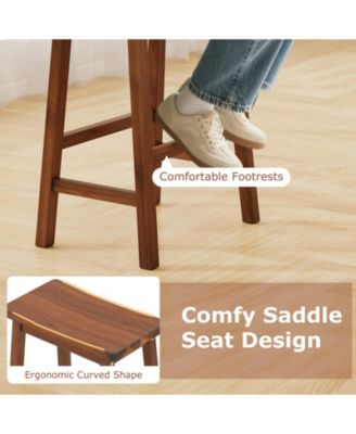 Saddle-Seat Counter Height Stools Set of 4 Backless Barstools w/ Curved Seat