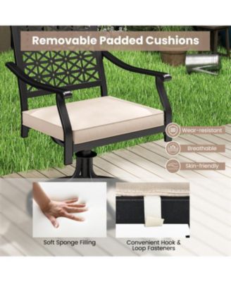 2 Pieces Outdoor Swivel Chairs Patio Dining Chairs with Padded Cushions