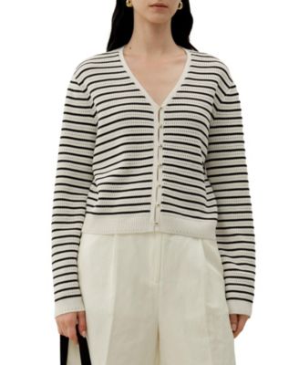 Women's Toscana Striped Pointelle Cardigan