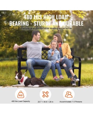  Metal Outdoor Patio Bench with Armrests and Backrest