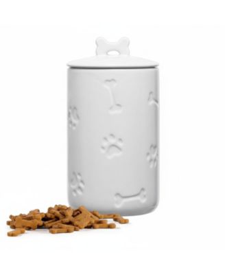 Ceramic Pet Treat Jar Airtight Large Food Storage Farmhouse Style with Lid