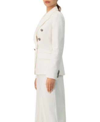 Women's Double-Breasted Blazer with Flap Pockets