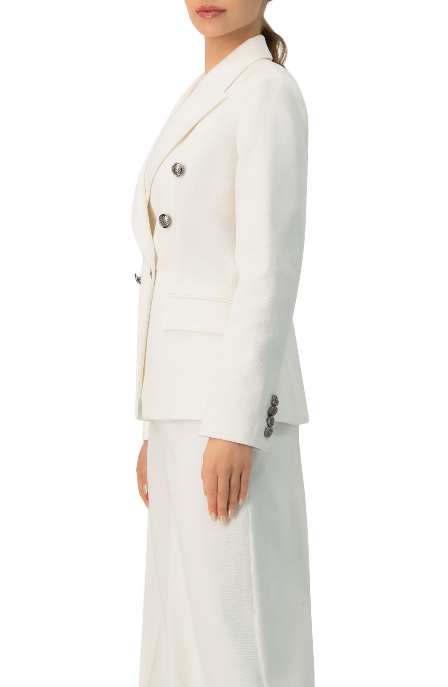 Women's Double-Breasted Blazer with Flap Pockets