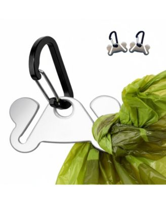 2pcs Dog Poop Bag Holder Hand Free Metal Waste Carrier for Leash Walking