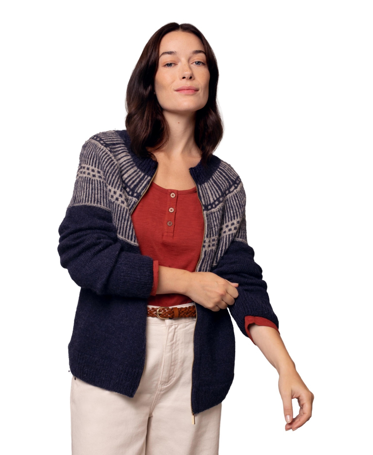 Celtic & Co. Women's British Wool Yoke Stitch Cardigan